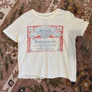 Budweiser Cream Tee with Red and Blue Logo